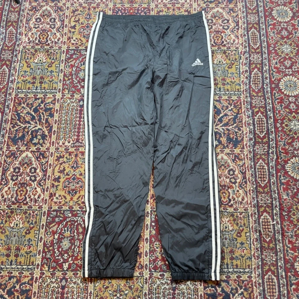 Adidas Mens Track Pants Black White 3 Stripe Athletic Joggers Size M